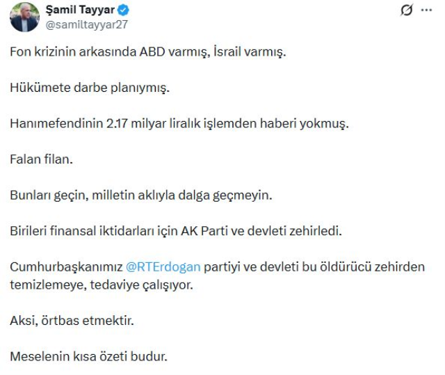 Şamil Tayyar'da fon skandalıyla ilgili sert s&ouml;zler: Milletin aklıyla dalga ge&ccedil;meyin