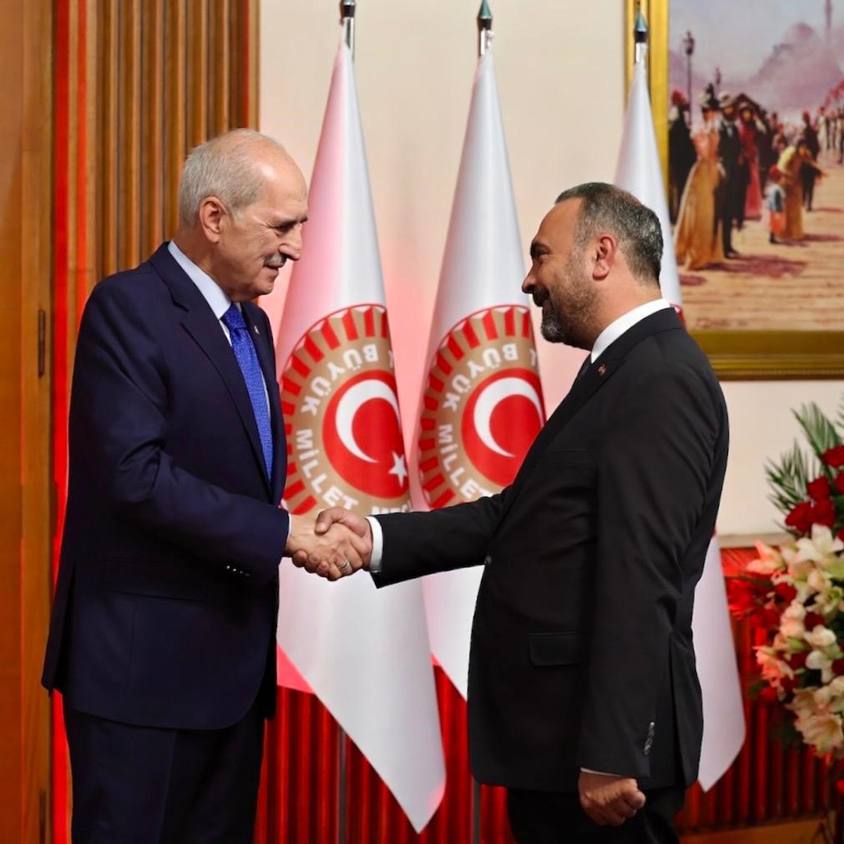 BARÜ Rektörü Akkaya, TBMM resepsiyonunda Kurtulmuş\'a başarı dileklerini iletti