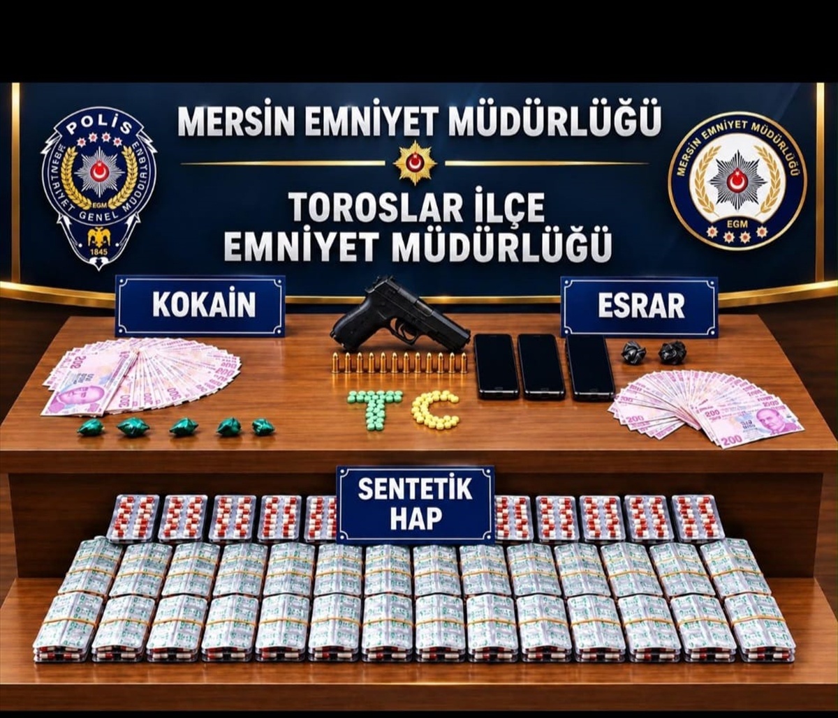 Mersin\'de uyuşturucu operasyonunda 4 şüpheli tutuklandı, 5 bin 422 hap ele geçirildi