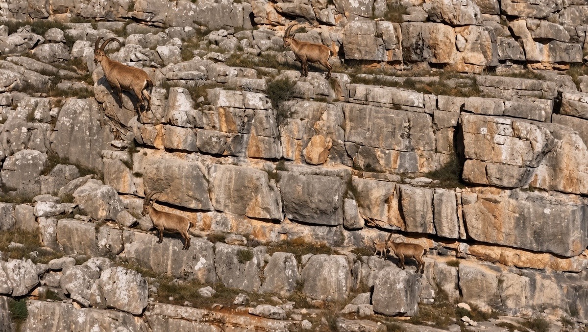 Erzincan Kemah\'ta yaban keçileri sürü halinde havadan görüntülendi