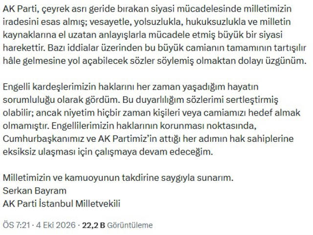 Fatma Betül Sayan Kaya'yı hedef almıştı! AK Parti Milletvekili Bayram'dan özür açıklaması
