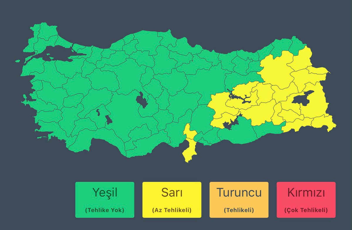 İçişleri Bakanlığı 6 Ekim\'de birçok ilde kuvvetli yağışa karşı vatandaşları uyardı