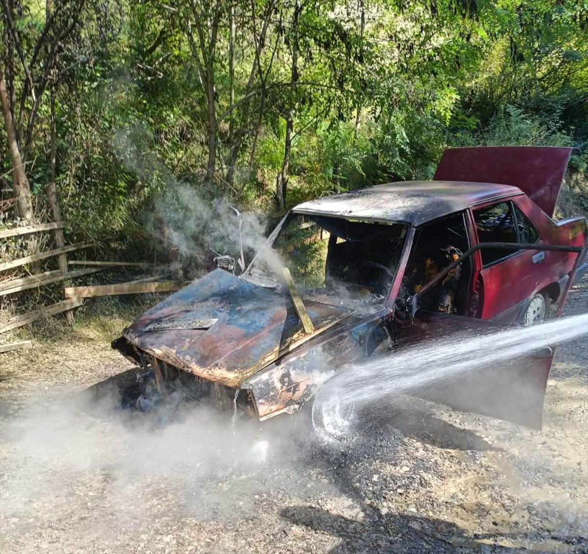 Sinop Türkeli\'de otomobilde çıkan yangın söndürüldü, araç kullanılamaz hale geldi.