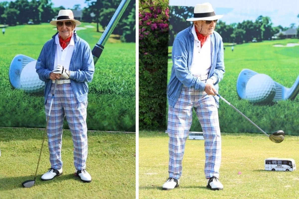 96 yaşındaki Rahmi Koç\'un golf kombini dikkat çekti