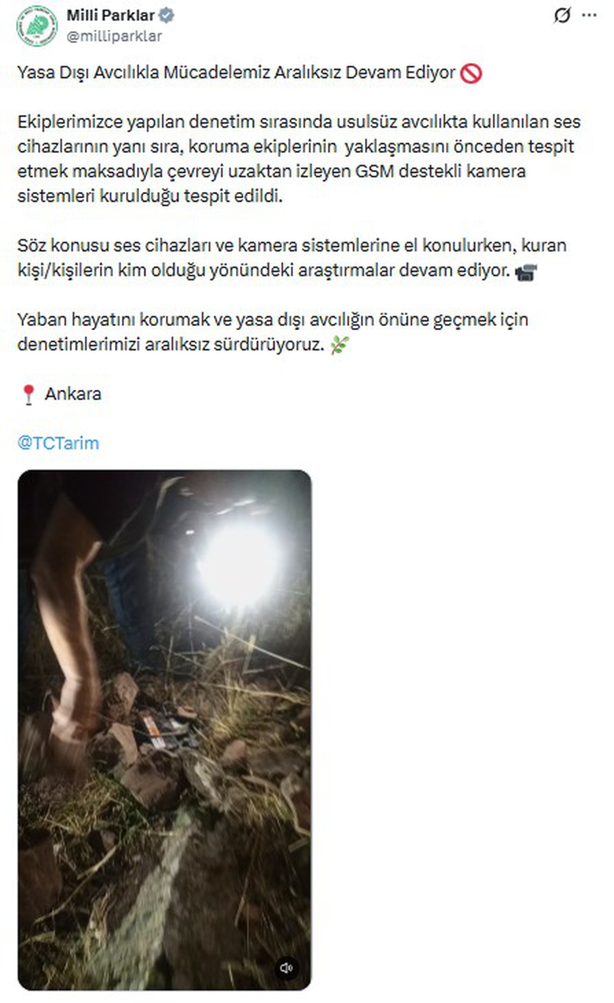 Ankara\'da DKMP denetiminde yasa dışı avcılıkta ses cihazı ve GSM\'li kamera bulundu
