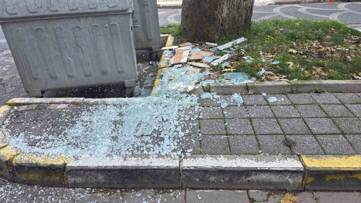Balıkesir Bandırma\'da rüzgarla savrulan duşakabin camı yola düştü, yaralanan olmadı