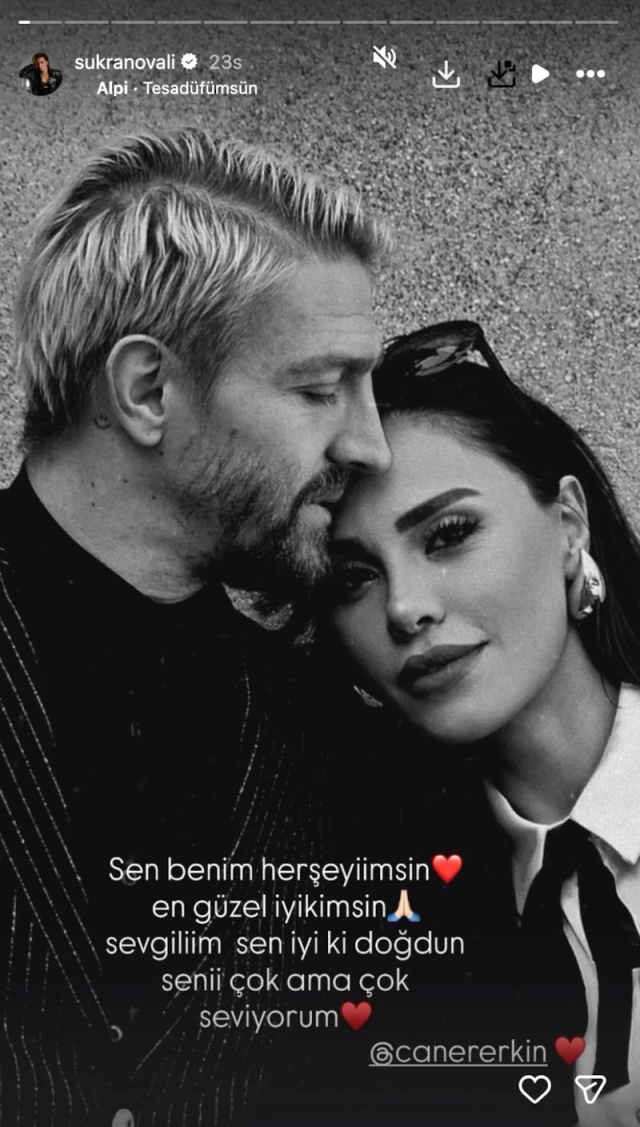 Şükran Ovalı'dan Caner Erkin'e aşk dolu sözler: Sen benim her şeyimsin