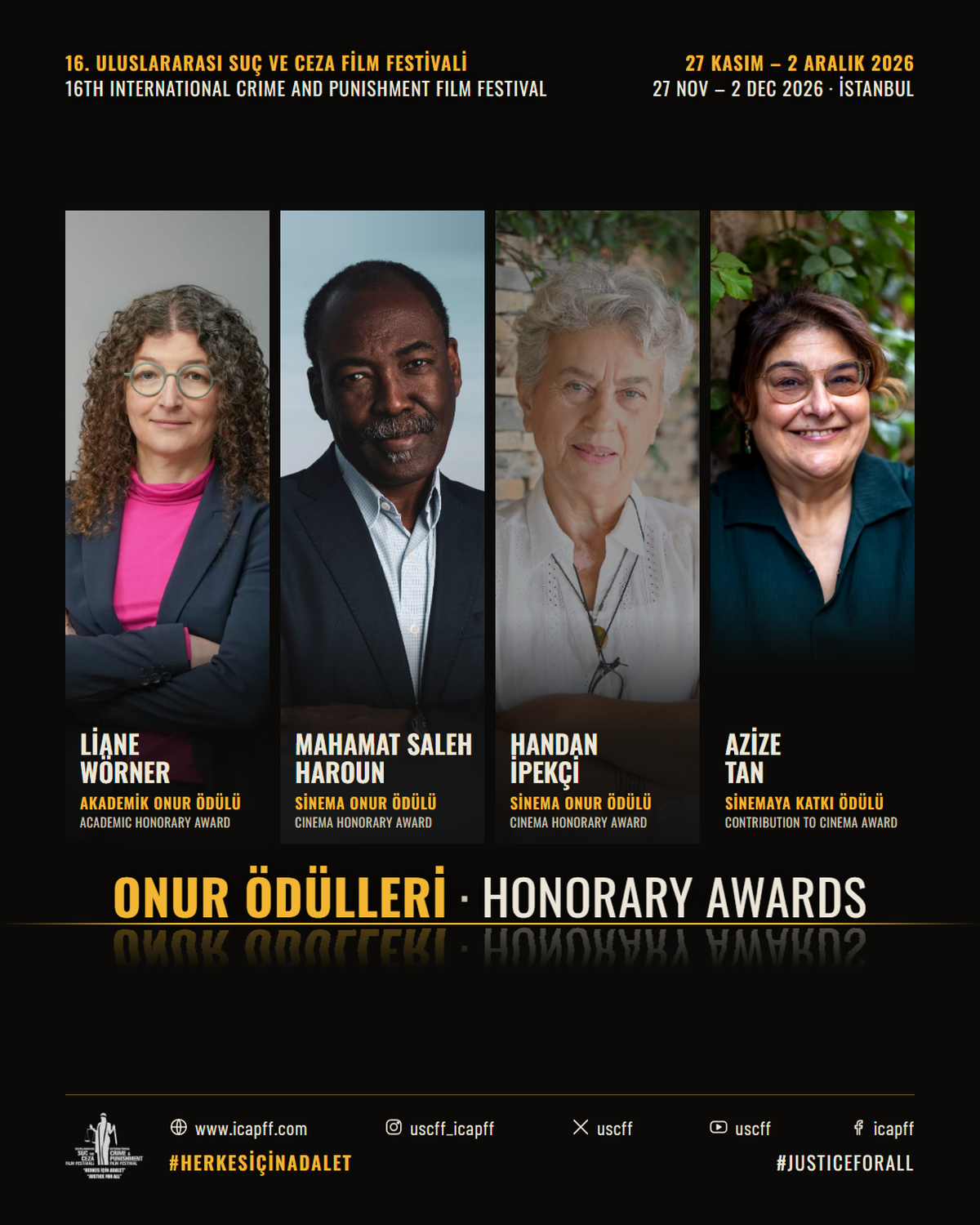 16. Suç ve Ceza Film Festivali\'nde onur ödülleri Haroun ve İpekçi\'ye verilecek