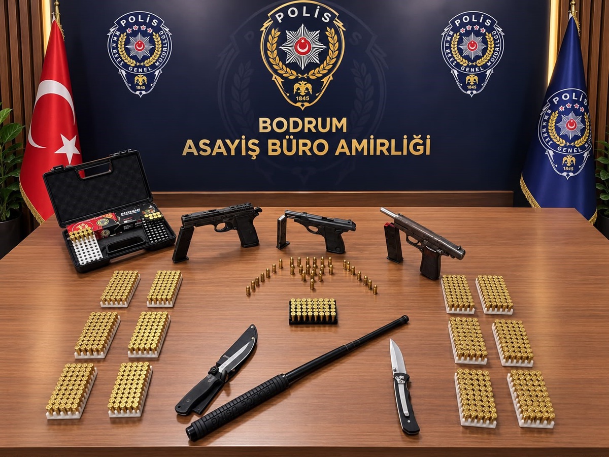 Bodrum\'da ateş açma ihbarında 3 ruhsatsız tabanca bulundu, 2 şüpheli gözaltına alındı