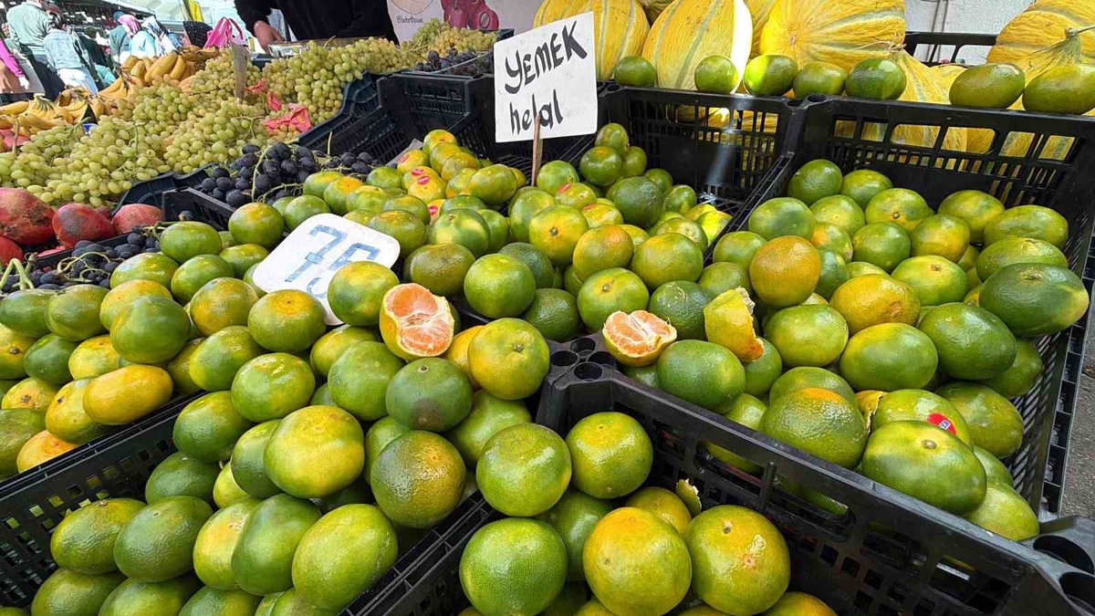 Bolu\'da havaların soğumasıyla pazar tezgahlarında kış meyveleri yerini aldı