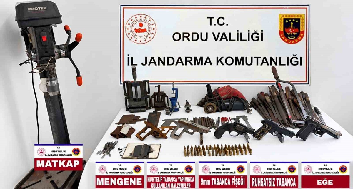 Ordu\'da operasyonlarda 11 ruhsatsız tabanca ele geçirildi, 2 şüpheli tutuklandı