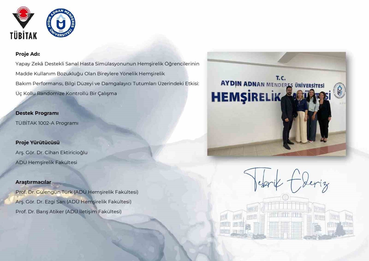 ADÜ Hemşirelik Fakültesi\'nin sanal hasta simülasyonu projesi 1002-A desteği kazandı