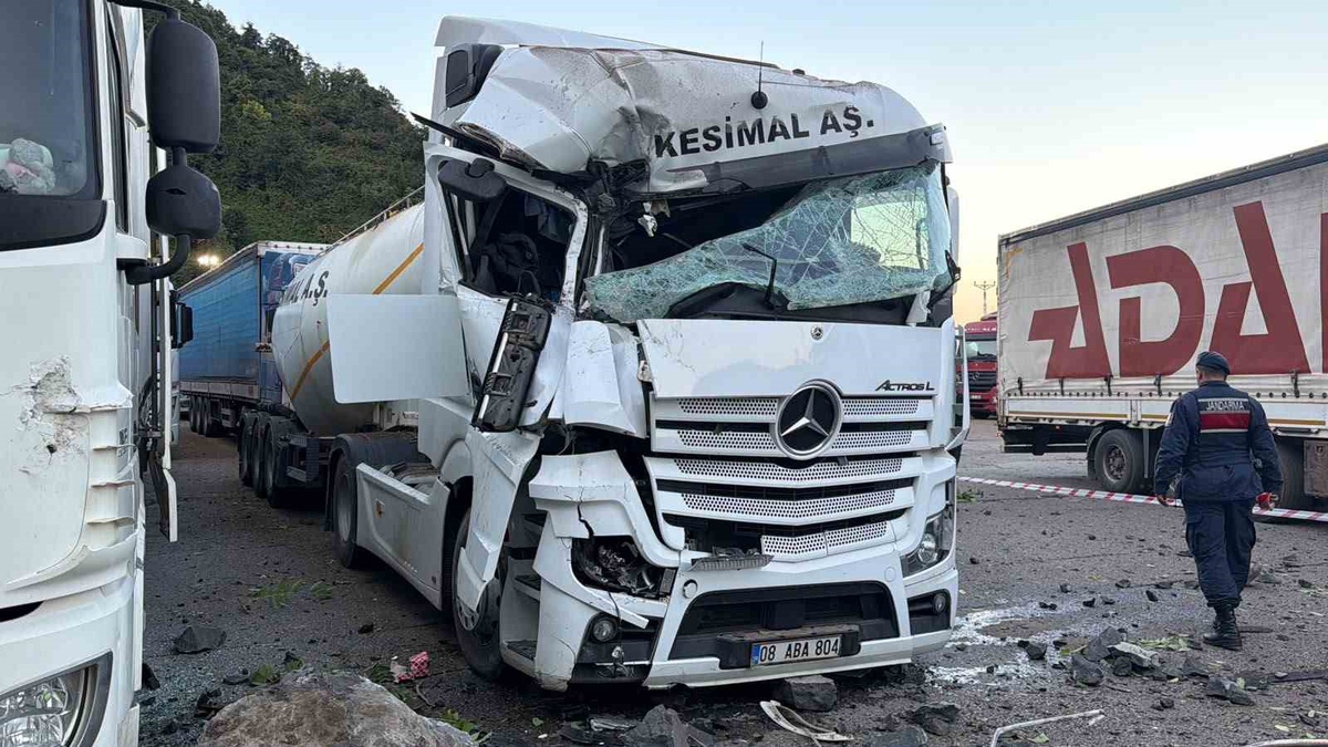 Artvin Hopa\'da yamaçtan kopan kayalar tır parkına düştü, 1 kişi hayatını kaybetti