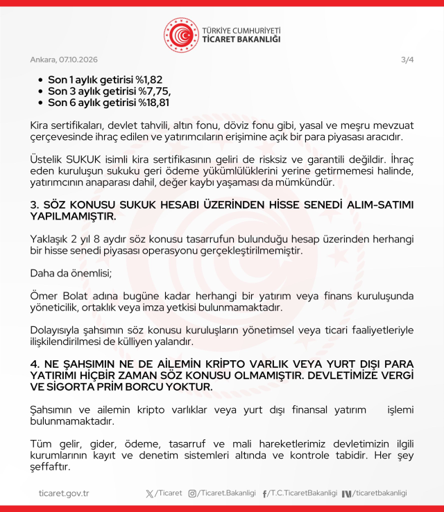 Bakan Bolat'tan hakkındaki fon iddialarına ilişkin açıklama: 400 koydu, 800 aldı ifadesi koskoca bir yalandır