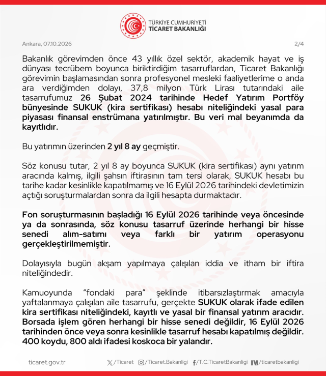 Bakan Bolat'tan hakkındaki fon iddialarına ilişkin açıklama: 400 koydu, 800 aldı ifadesi koskoca bir yalandır