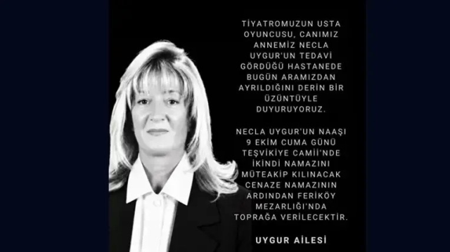 Türk tiyatrosunun usta ismi Necla Uygur hayatını kaybetti