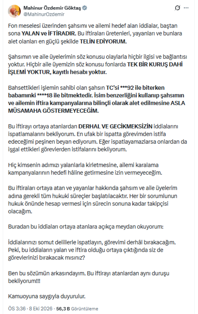 Yeni Parti’nin fon iddiasına Bakan Göktaş’tan rest: İspatlayın, görevimi derhal bırakacağım