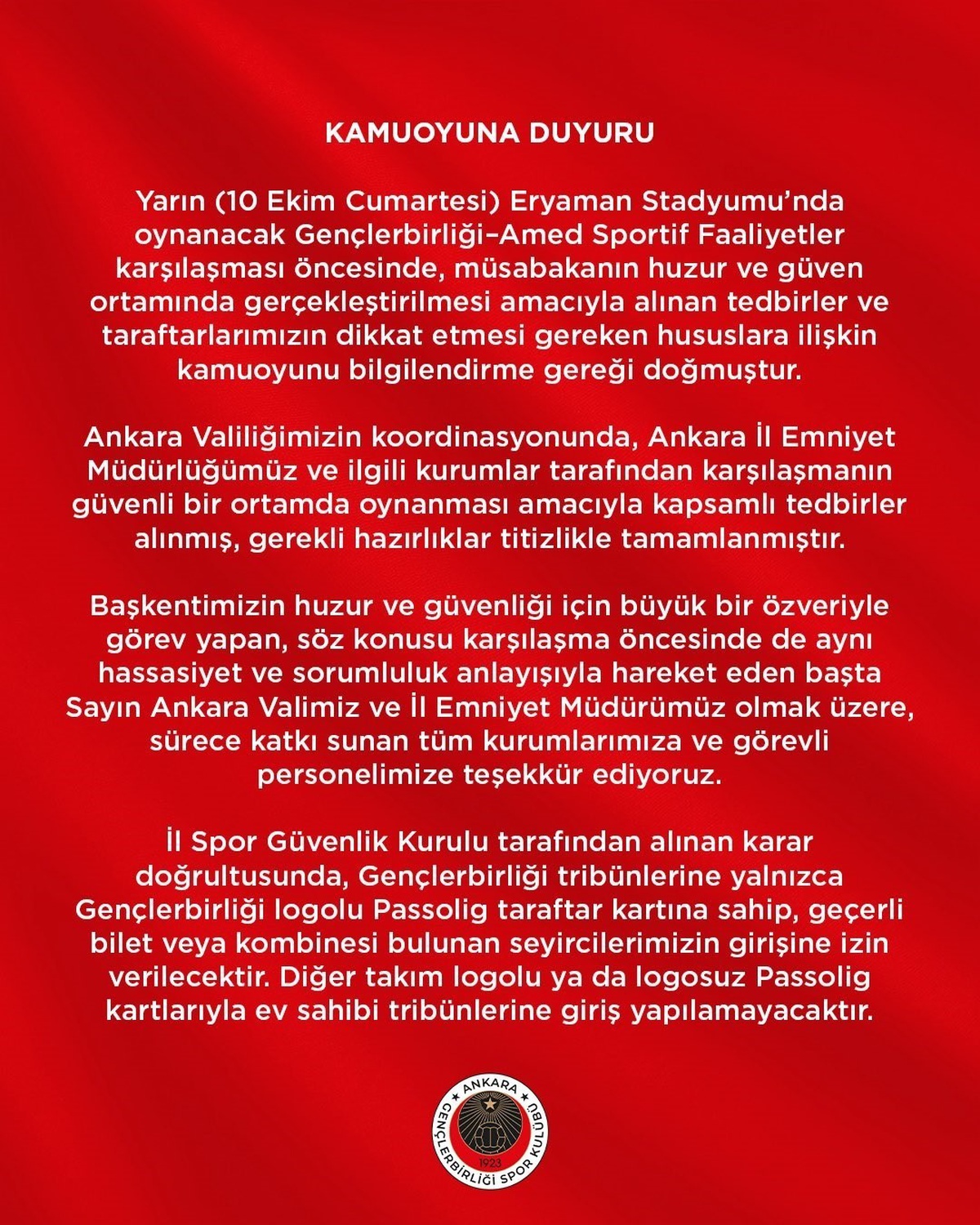 Amed maçında Gençlerbirliği tribünlerine farklı logolu Passolig kartı yasaklandı