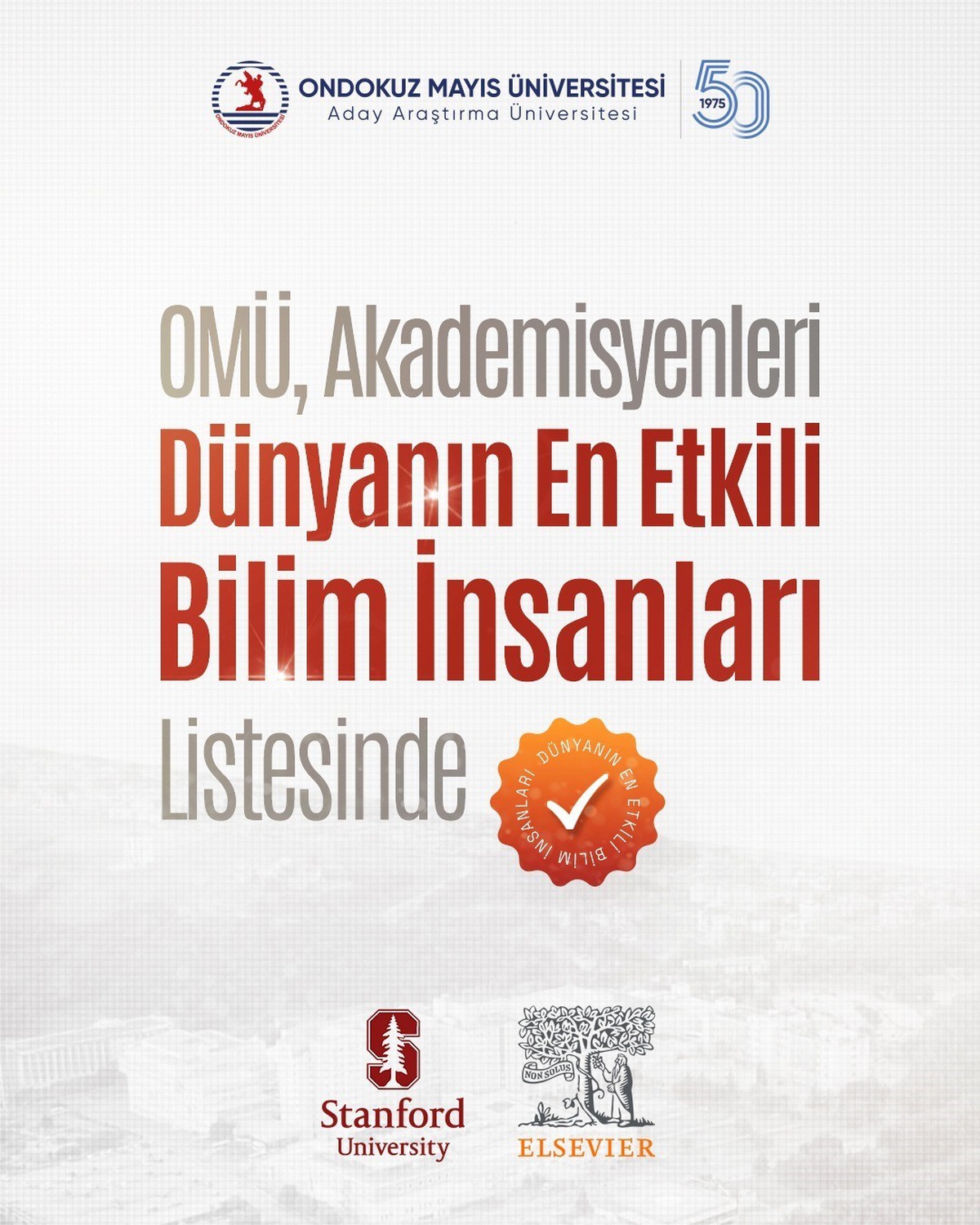 OMÜ\'den 18 akademisyen, Dünyanın En Etkili Bilim İnsanları Listesi\'ne girdi