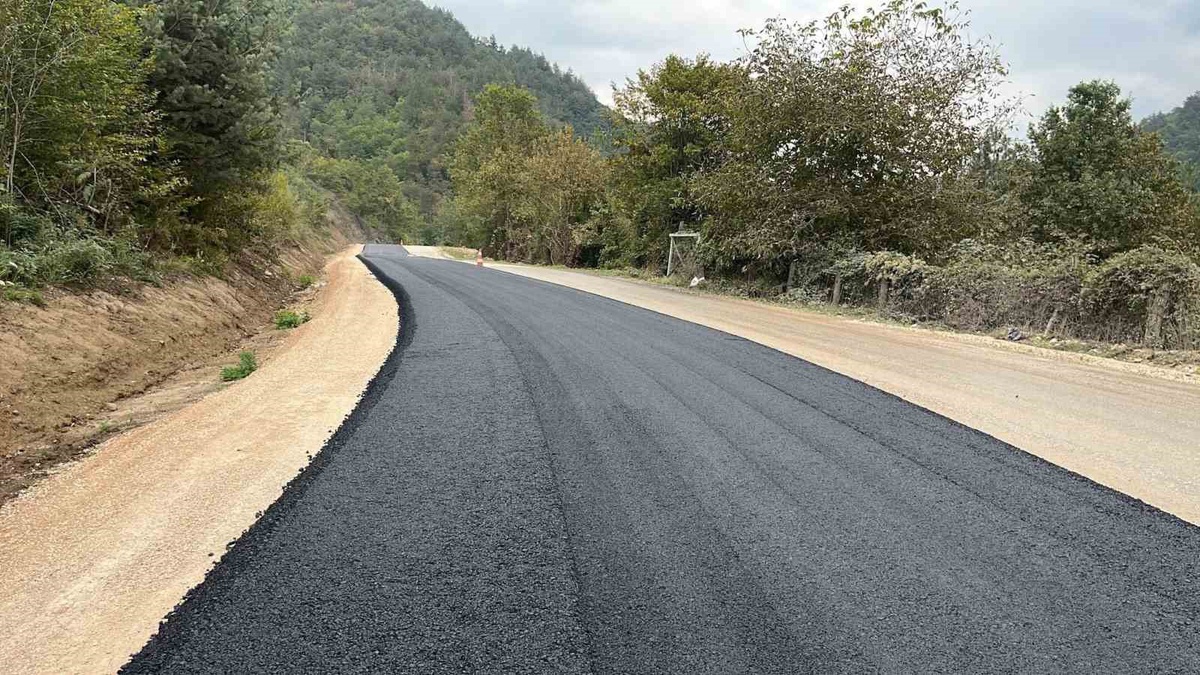 Düzce\'de Yığılca-Yedigöller yolunun 5,5 kilometrelik bölümüne sıcak asfalt serildi
