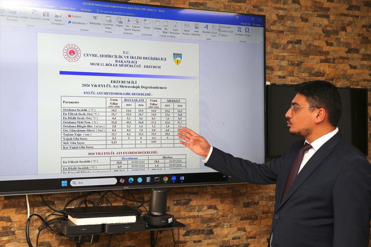 Erzurum\'da eylülde yağış yüzde 47 düştü, ortalama sıcaklık 16,3 dereceye çıktı