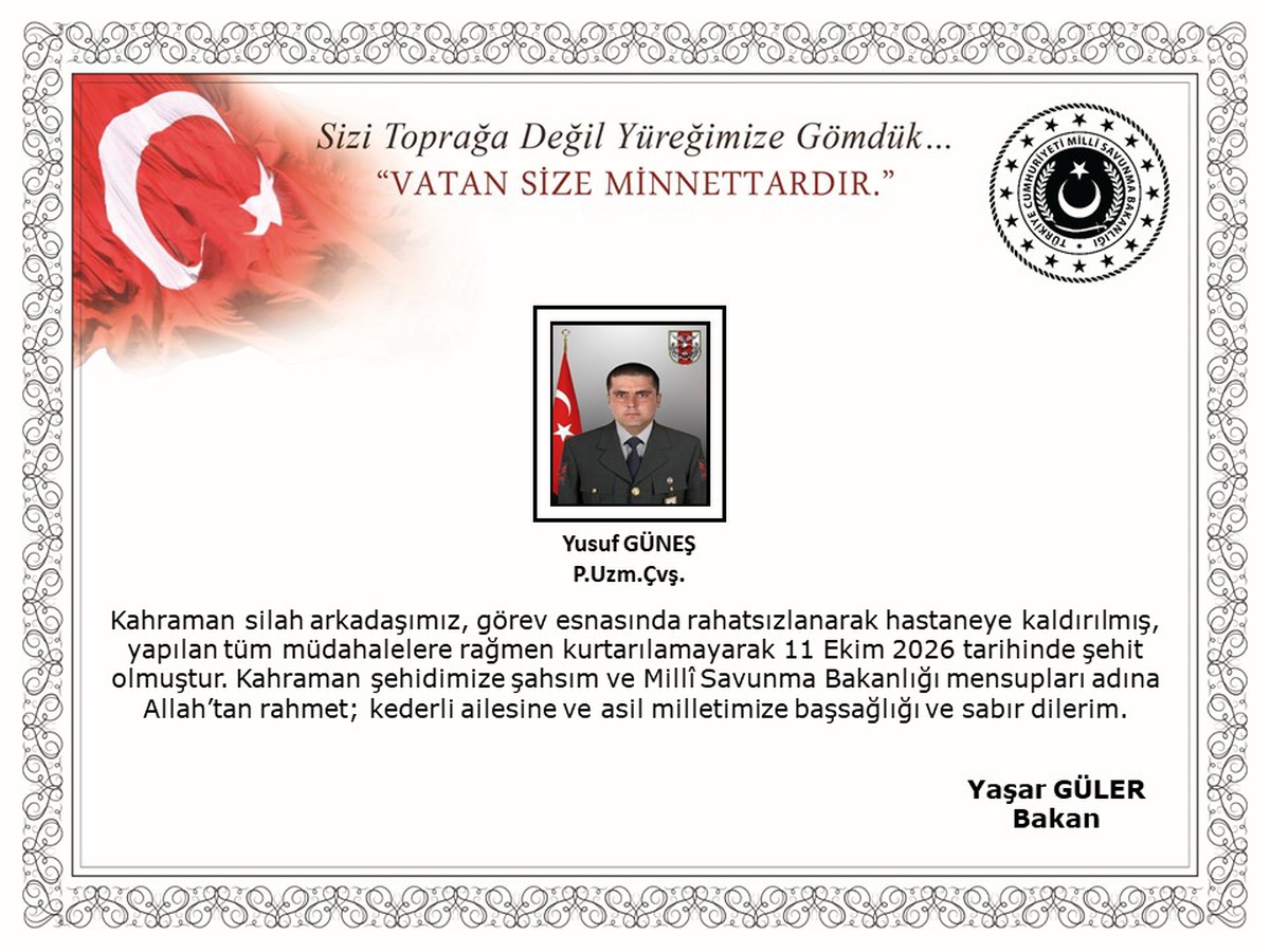 Görevi sırasında rahatsızlanan asker şehit oldu