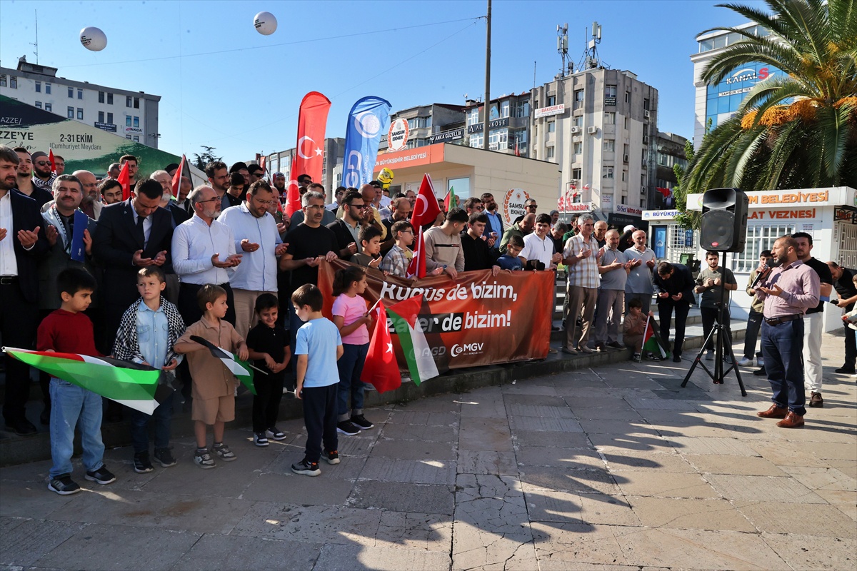 Samsun\'da Tufan Haftası\'nda Gazze\'deki soykırım AGD ve MGV tarafından protesto edildi