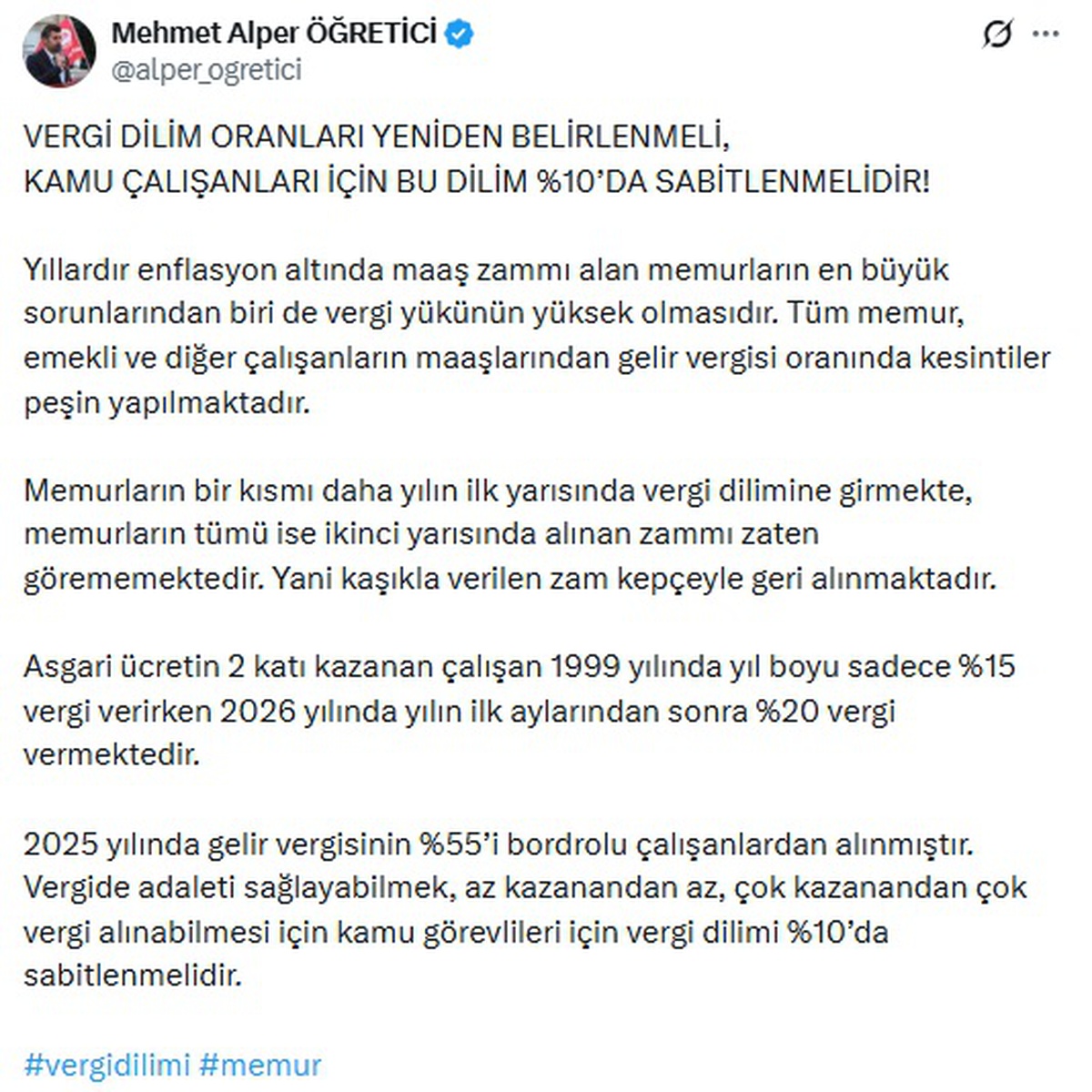 AES, memur maaşlarındaki gelir vergisinin yüzde 10\'da sabitlenmesini istedi