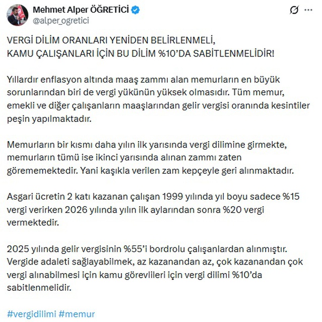 AES, memur maaşlarındaki gelir vergisinin yüzde 10'da sabitlenmesini istedi