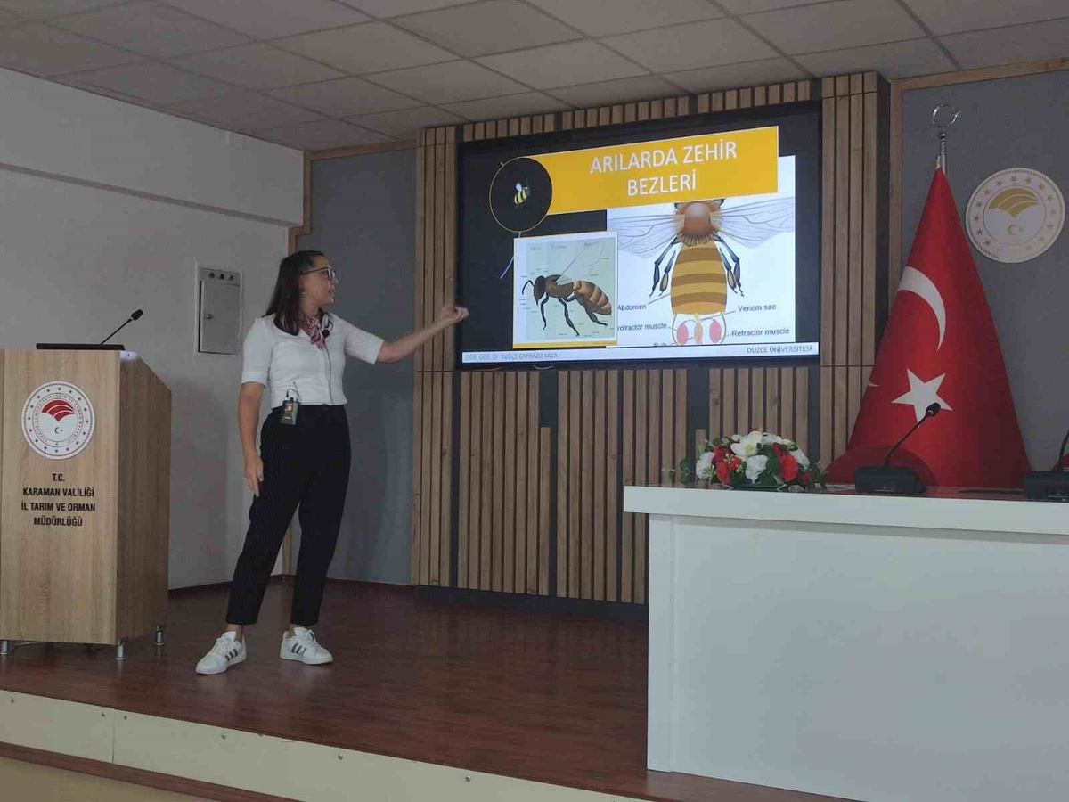 Karaman’da arıcılara bal arısı zehri üretimi DAGEM tarafından anlatıldı