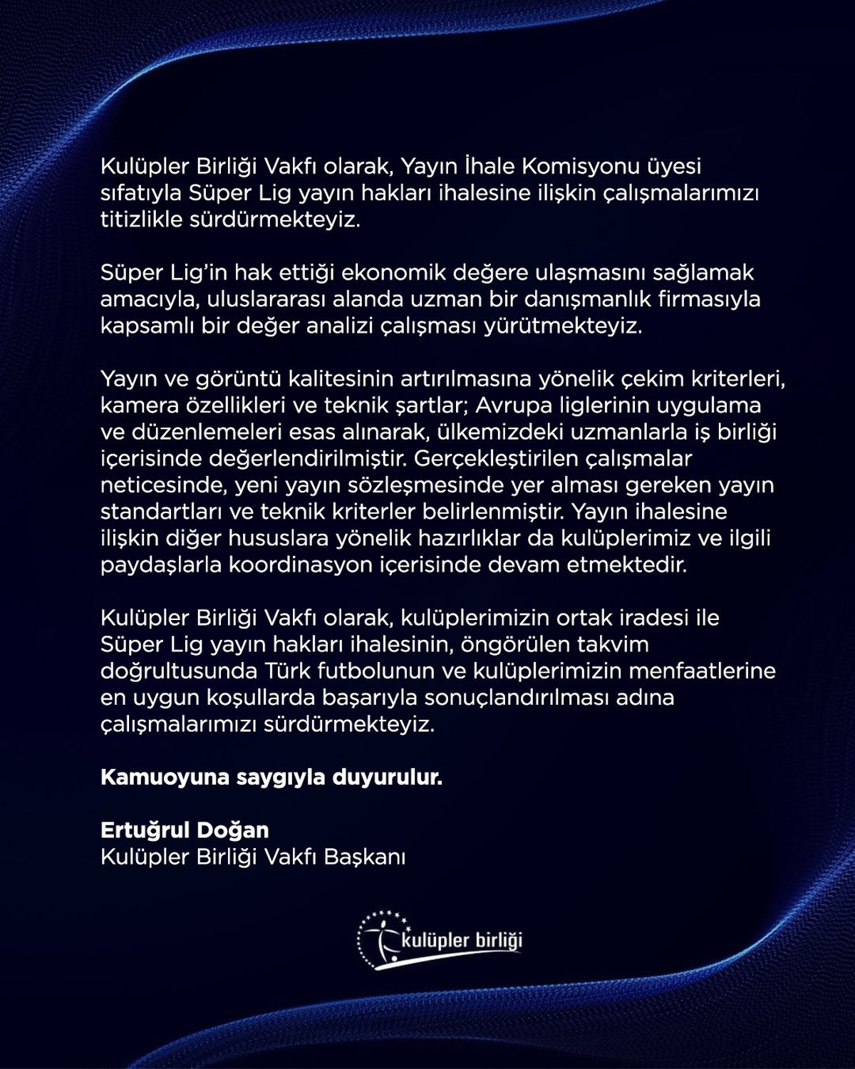 Kulüpler Birliği, 13 Ocak 2027\'deki Süper Lig yayın ihalesine değer analizi yapıyor