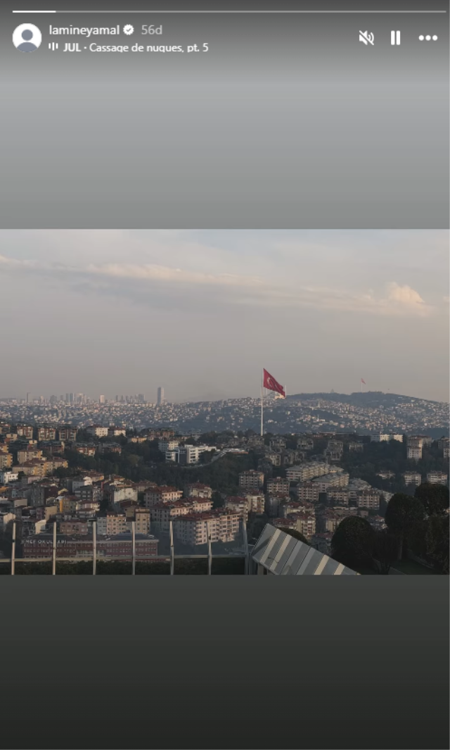 Lamine Yamal İstanbul’a geldi, ayağının tozuyla şehrin manzarasını paylaştı: Bayrak detayına dikkat