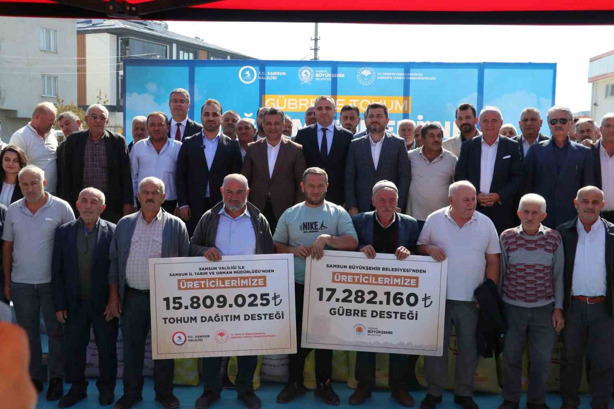 Samsun\'da tarımsal destekle 3 ilçede bin 757 üreticiye tohum ve gübre veriliyor