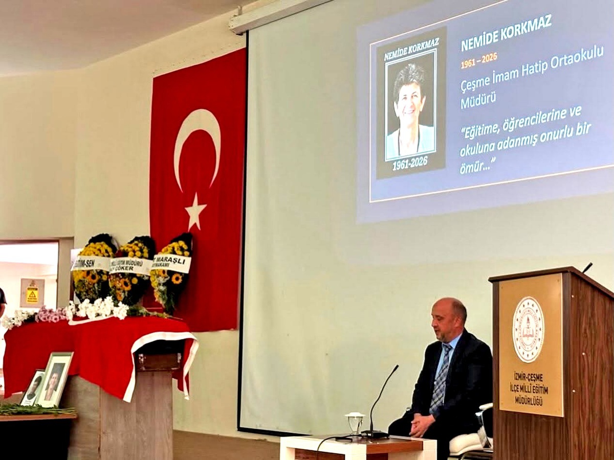 Çeşme\'de 65 yaşında vefat eden okul müdürü Nemide Korkmaz için tören düzenlendi