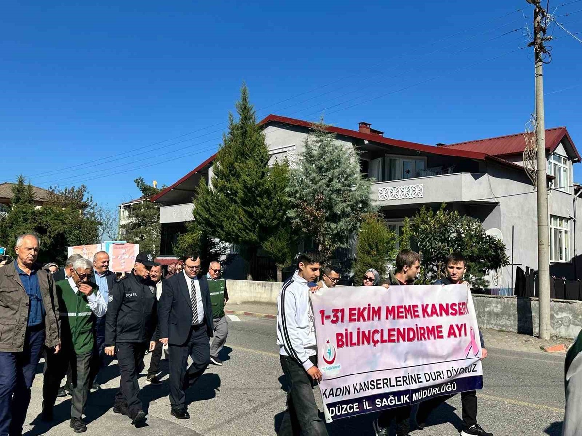 Düzce Kaynaşlı\'da ruh sağlığı ve meme kanseri için farkındalık yürüyüşü yapıldı