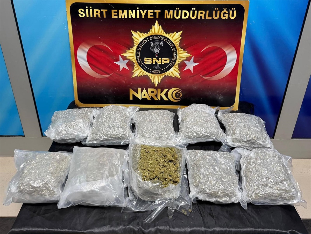 Siirt\'te 4 şüpheli gözaltına alındı, araçta 5 kilo 600 gram skunk ele geçirildi