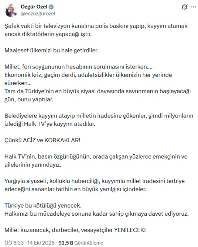 Halk TV'ye kayyum atandı! Yayın durduruldu