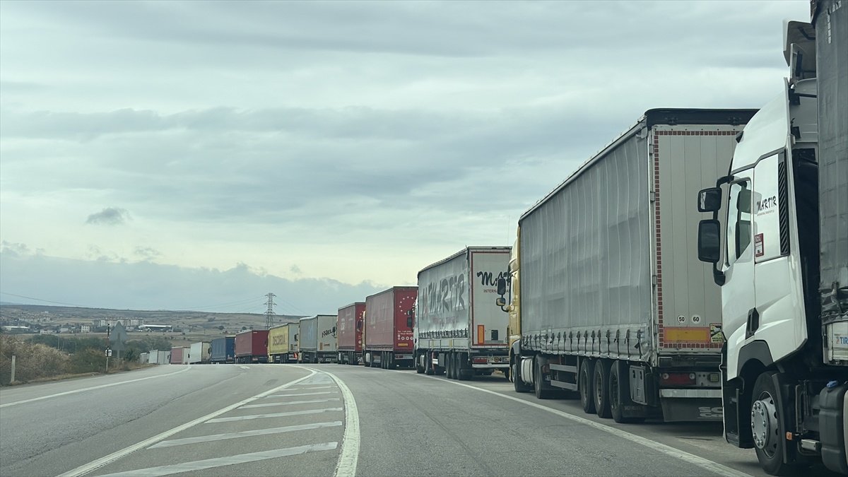 Hamzabeyli\'de tır kuyruğu 20 kilometreye ulaştı, sürücüler randevulu sistem istiyor