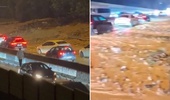 Kartal'da sel sularının sürüklediği çamur TEM bağlantı yolunda bir şeridi kapattı