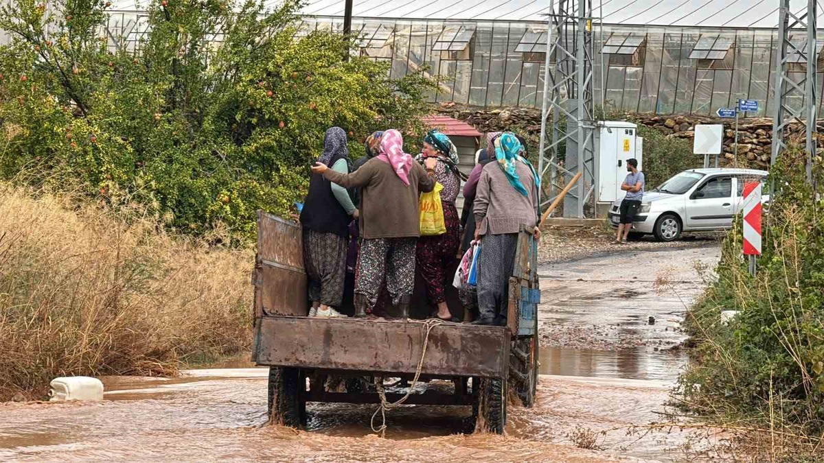 Mersin Bozyazı\'da sağanak seralara, tarım arazilerine ve iş yerlerine zarar verdi