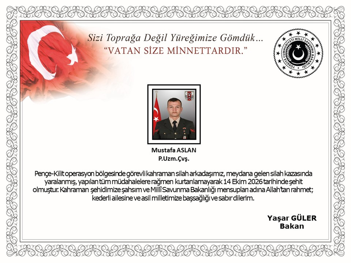 Pençe-Kilit\'te silah kazası: Piyade Uzman Çavuş Mustafa Aslan şehit oldu