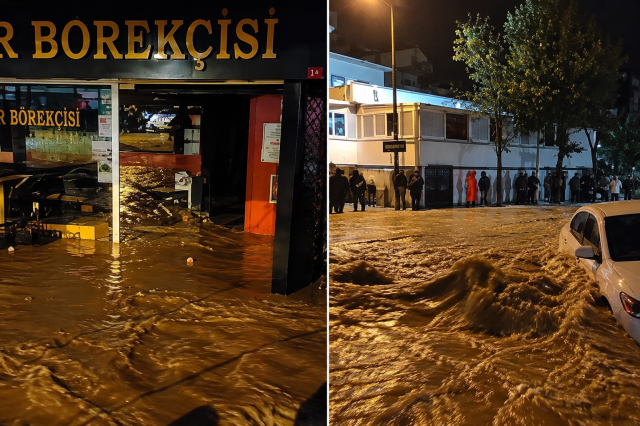 Sarıyer'de korkutan manzara! Yollar göle döndü, evleri su bastı