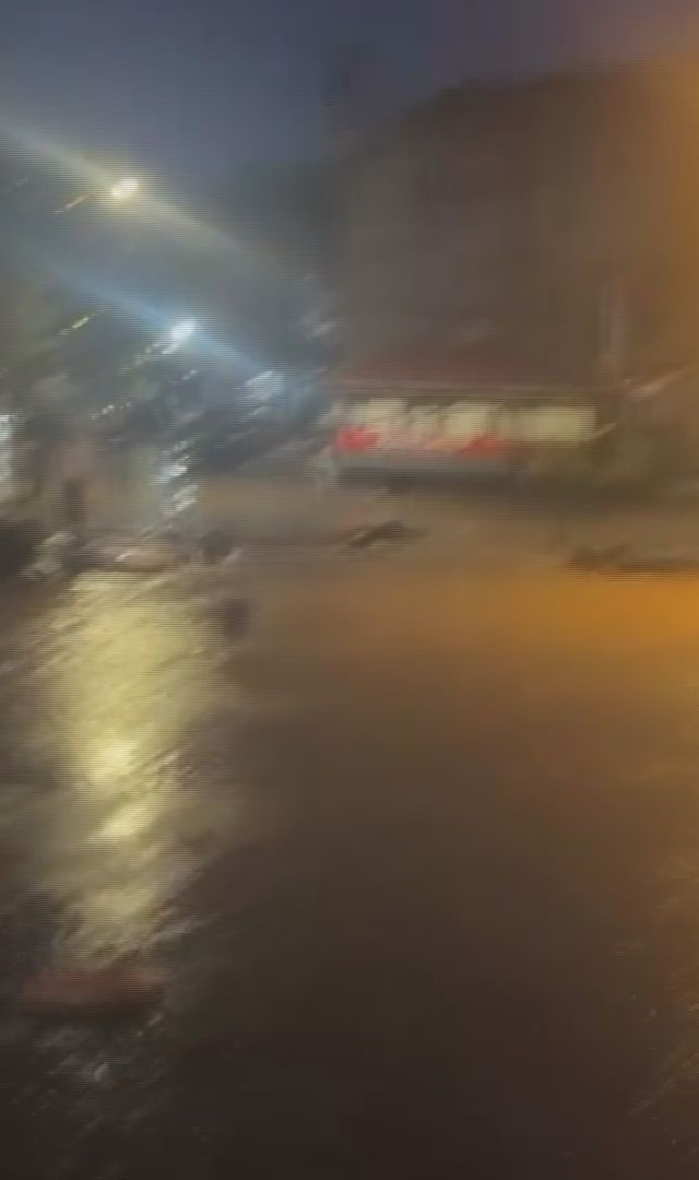 Sarıyer’de sel sularının ortasında kaldı, canını cam pencereye tırmanarak kurtardı