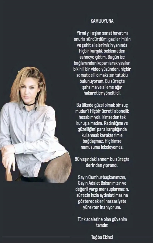 1.5 aydır cezaevinde olan Tuğba Ekinci'den ilk açıklama: Güzel olmak suç mu?