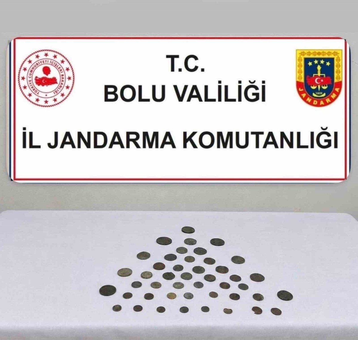 Bolu\'da 45 bronz sikke satmaya çalışan 2 şüpheli jandarma operasyonuyla yakalandı