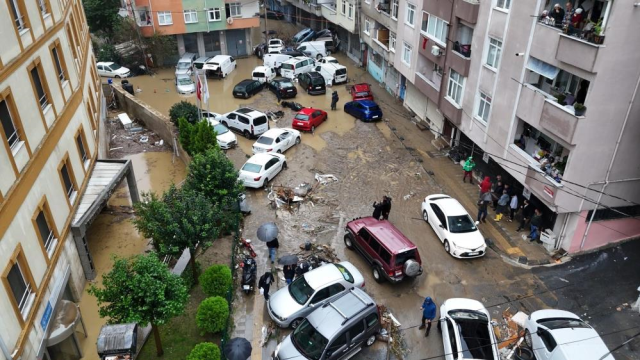 Sarıyer’de selin yol açtığı hasar havadan görüntülendi