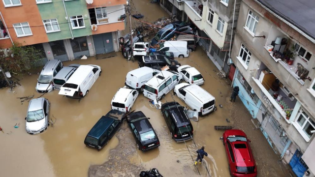 Sarıyer’de selin yol açtığı hasar havadan görüntülendi