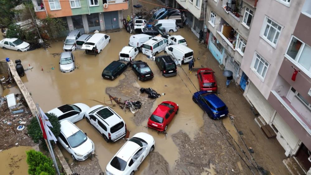 Sarıyer’de selin yol açtığı hasar havadan görüntülendi