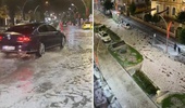 10 dakikalık dolu yağışı Bayburt'u beyaza bürüdü