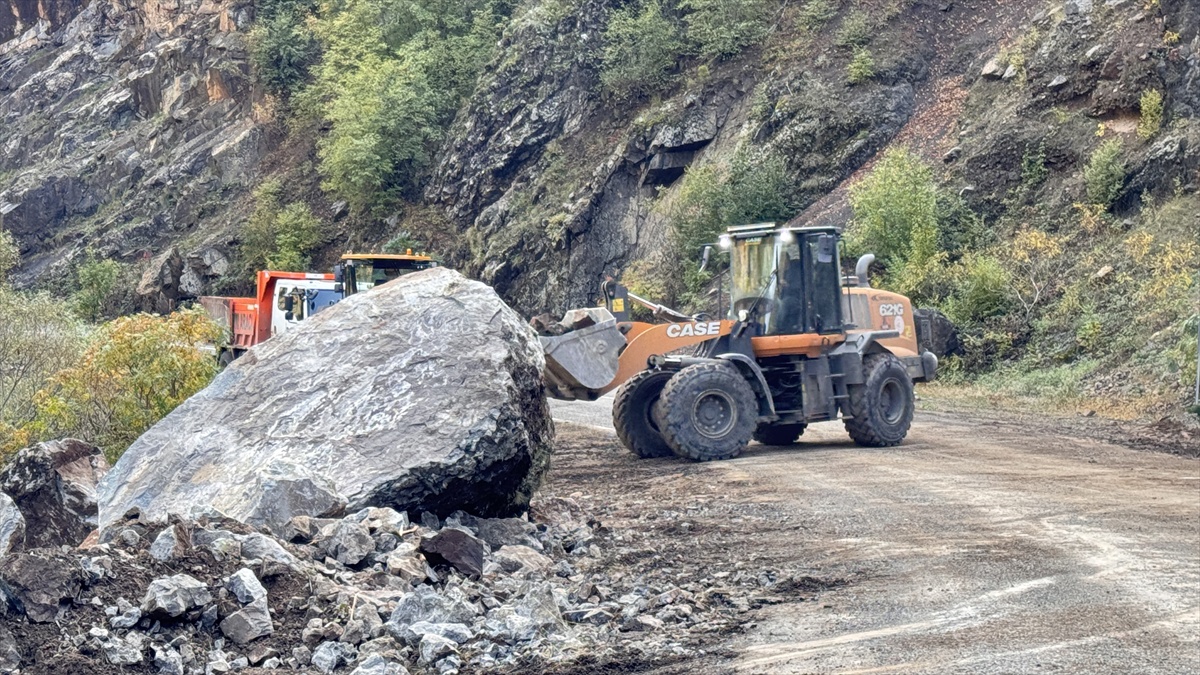 Artvin Şavşat\'ta heyelanla kapanan Meydancık yolu Karayolları ekiplerince açıldı